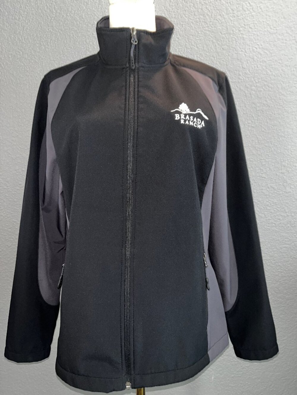 BRASADA RANCH OREGON Women's Full Zip Black & Charcoal Gray SPORT-TEK JACKET - L